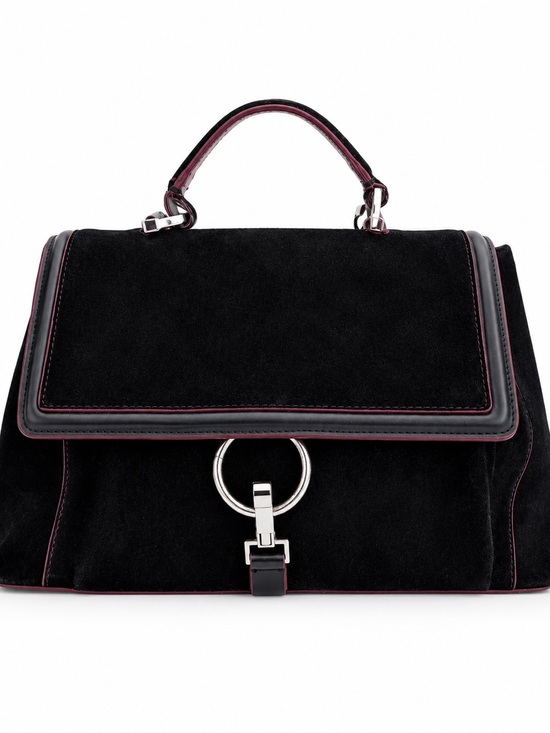 Zara Handbags - Zara Black Suede-Style Top Handle Bag